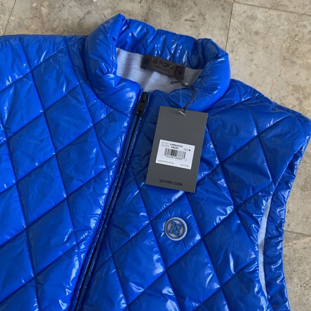 G/Fore Golf Quilted Nylon Wool Lined Puffer Vest Mens Royal Blue Medium New